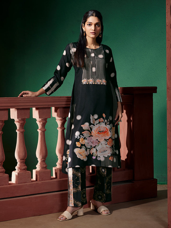 Noir Floral Silk Co-Ord Set