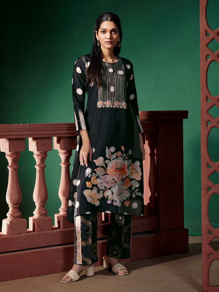 Noir Floral Silk Co-Ord Set