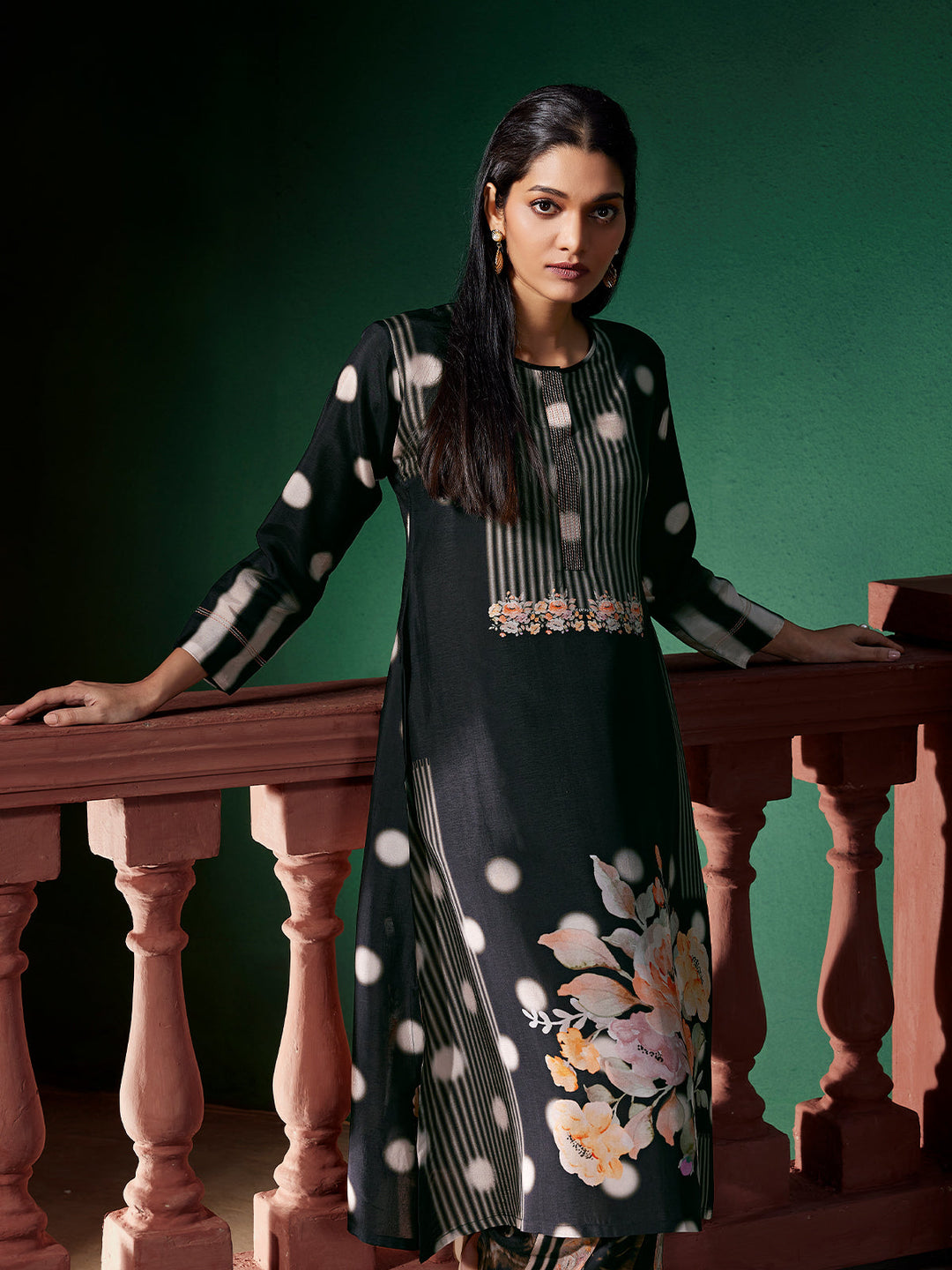 Noir Floral Silk Co-Ord Set