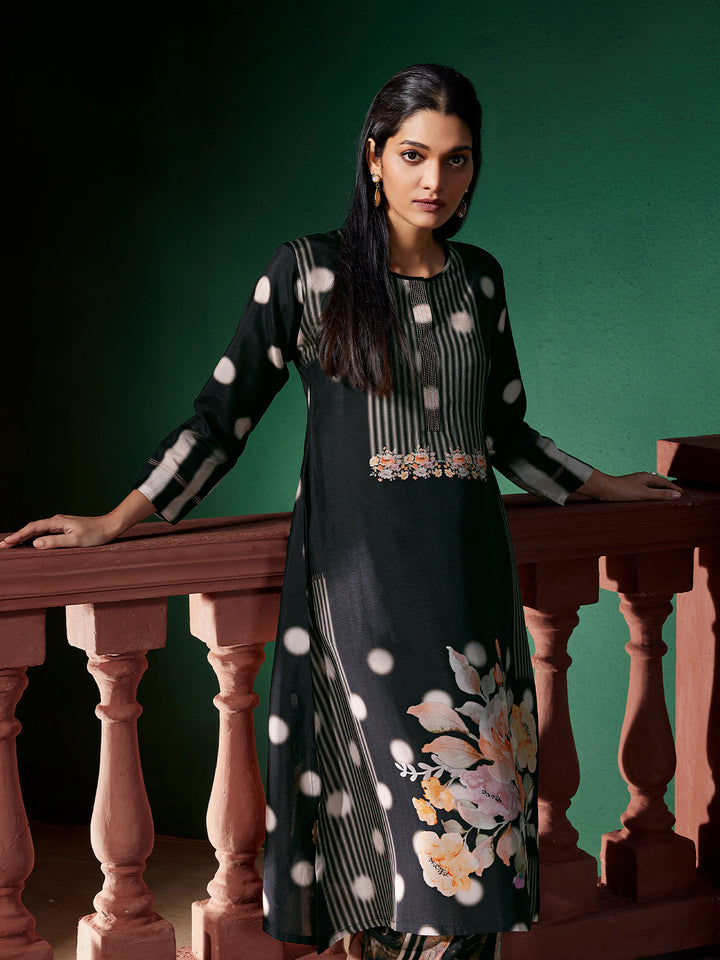 Noir Floral Silk Co-Ord Set