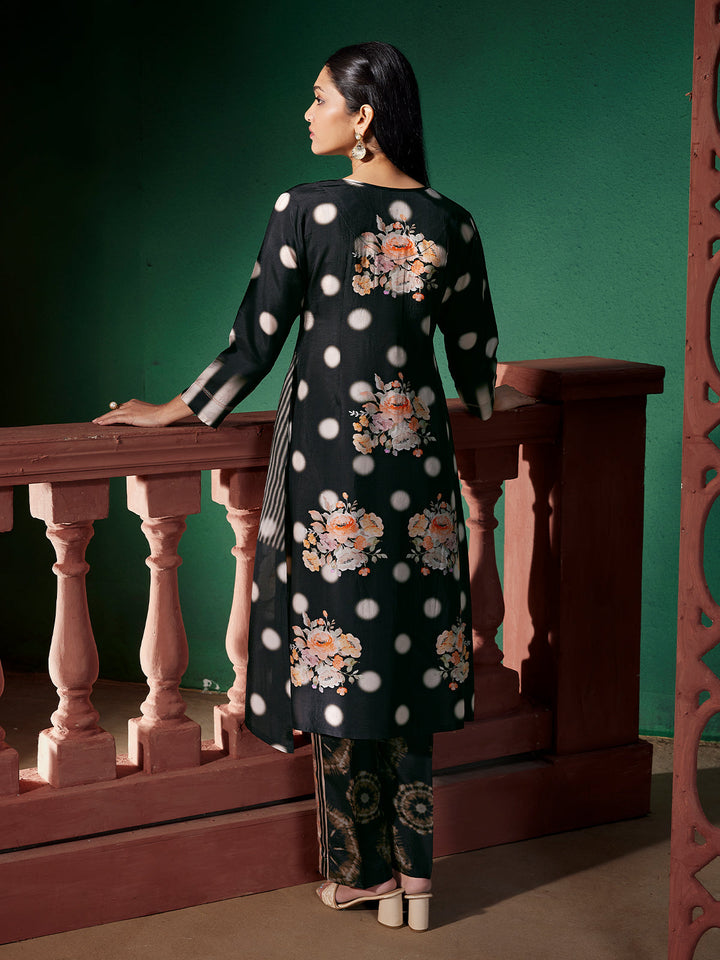 Noir Floral Silk Co-Ord Set