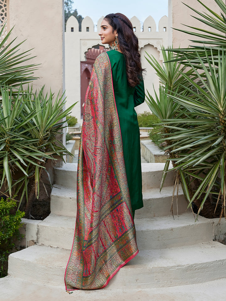 Emerald Green Semi Silk Suit Set