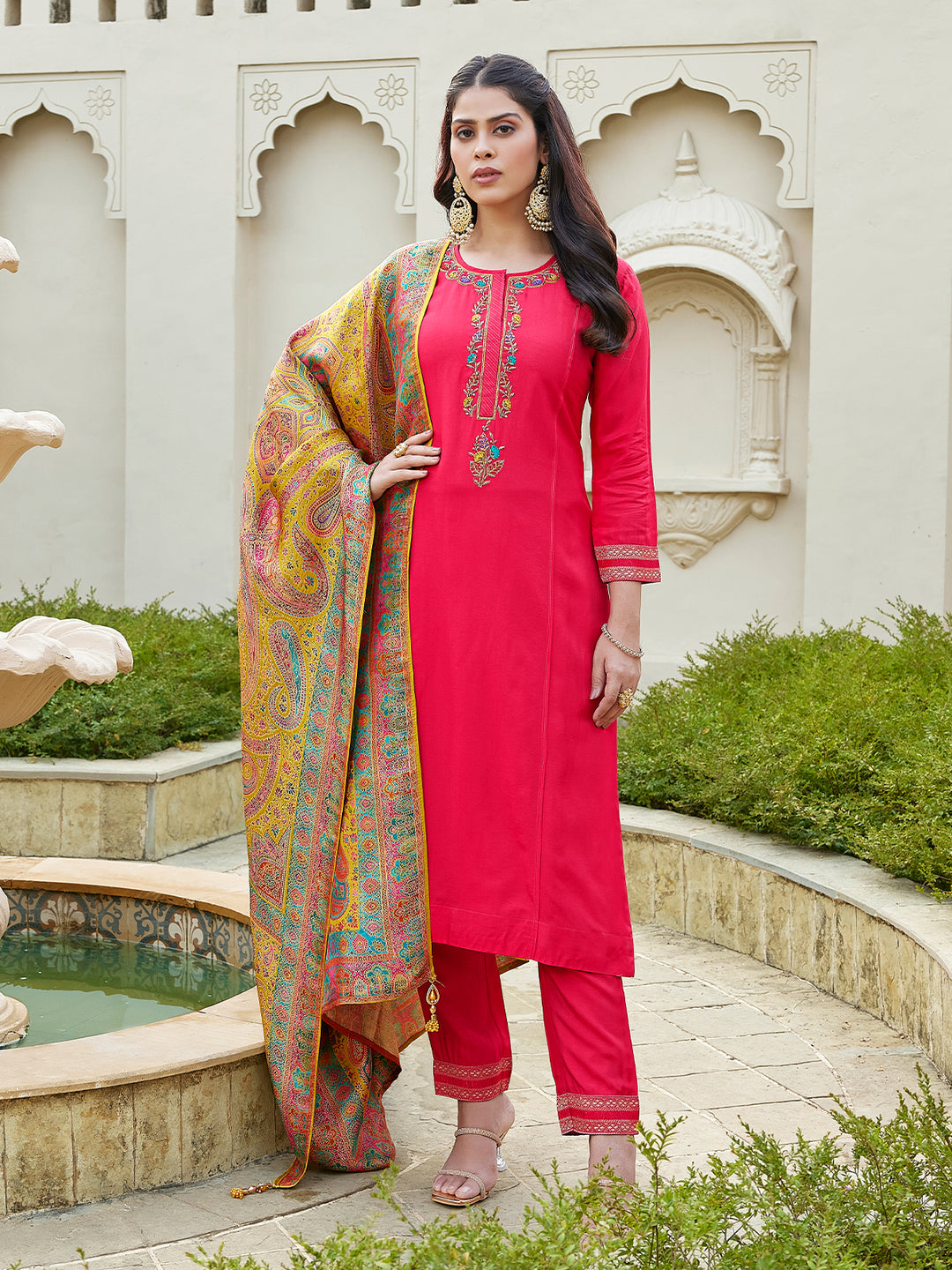 Pink Semi Silk Suit Set