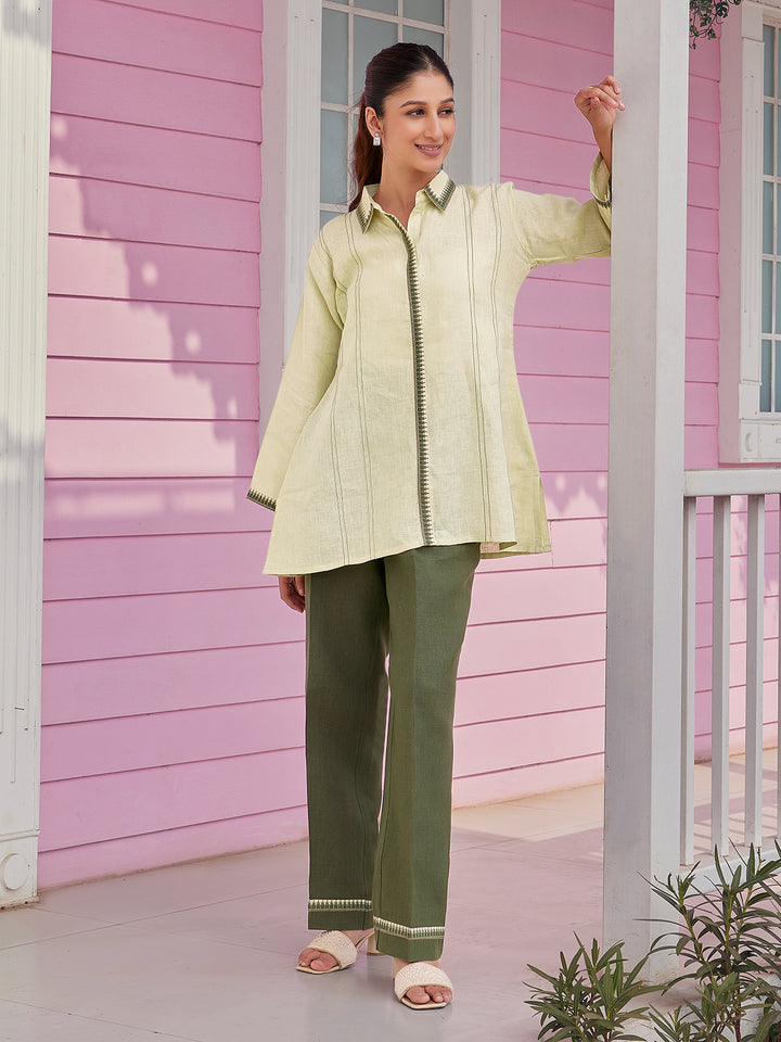 Sage Green Linen Shirt Set