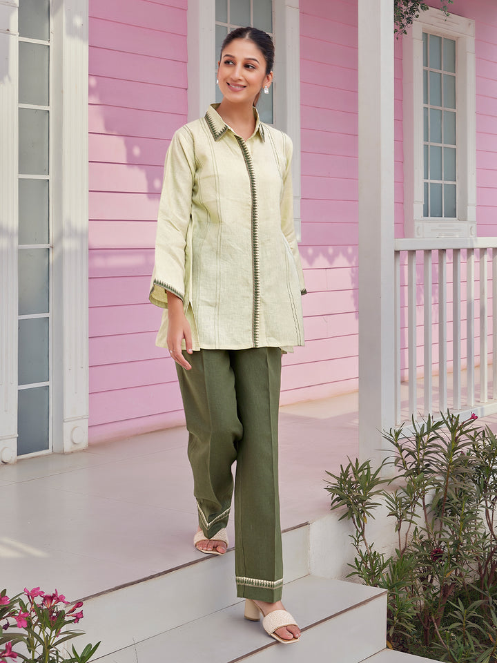Sage Green Linen Shirt Set