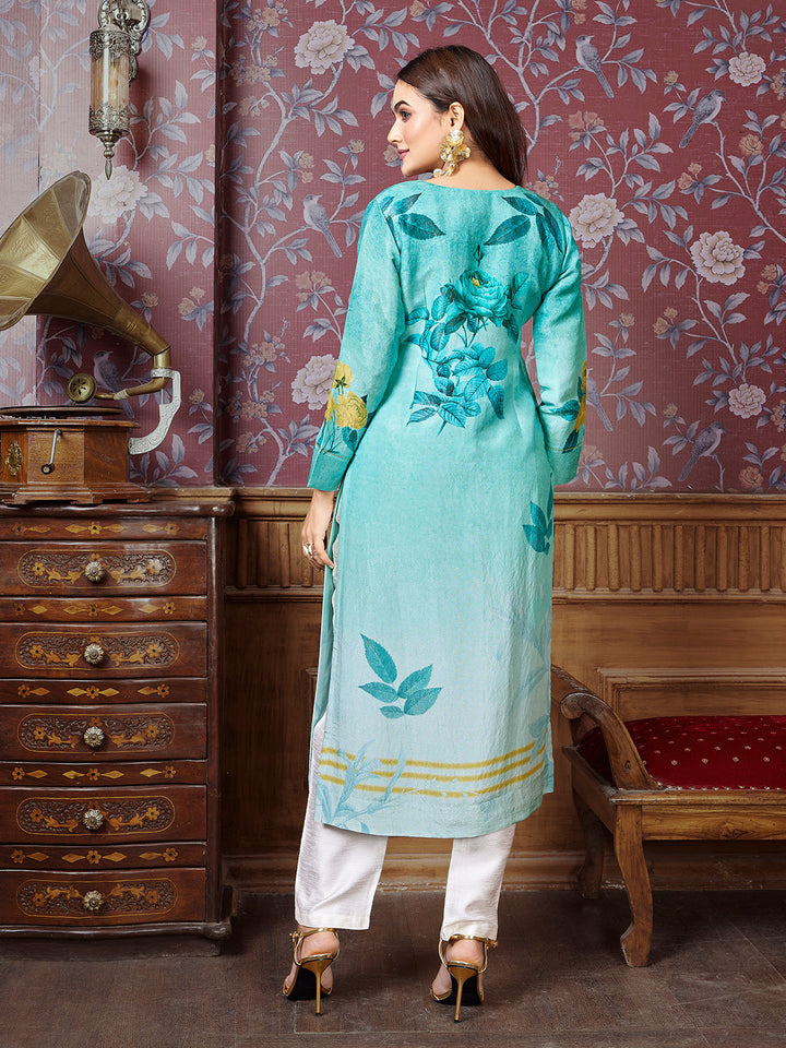 Sky Blue Tissue Silk Kurti