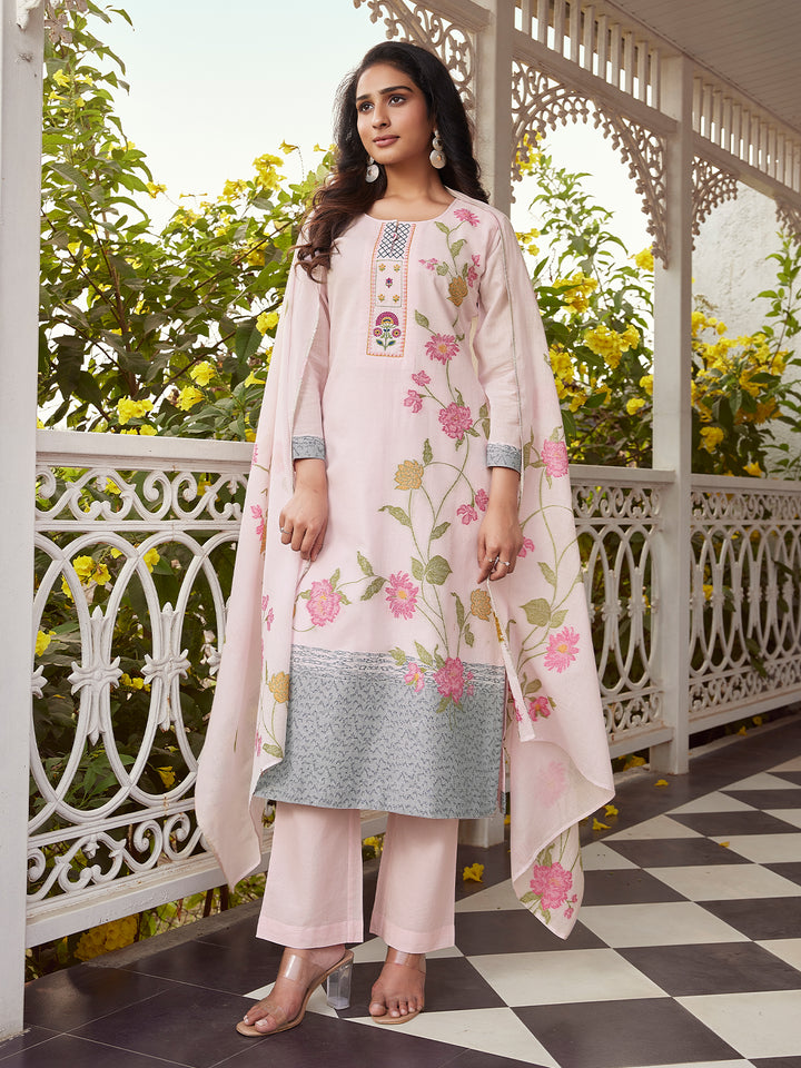 Petal Pink Woven Cotton Suit Set