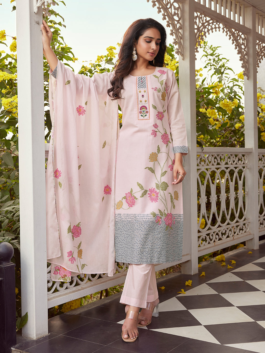 Petal Pink Woven Cotton Suit Set