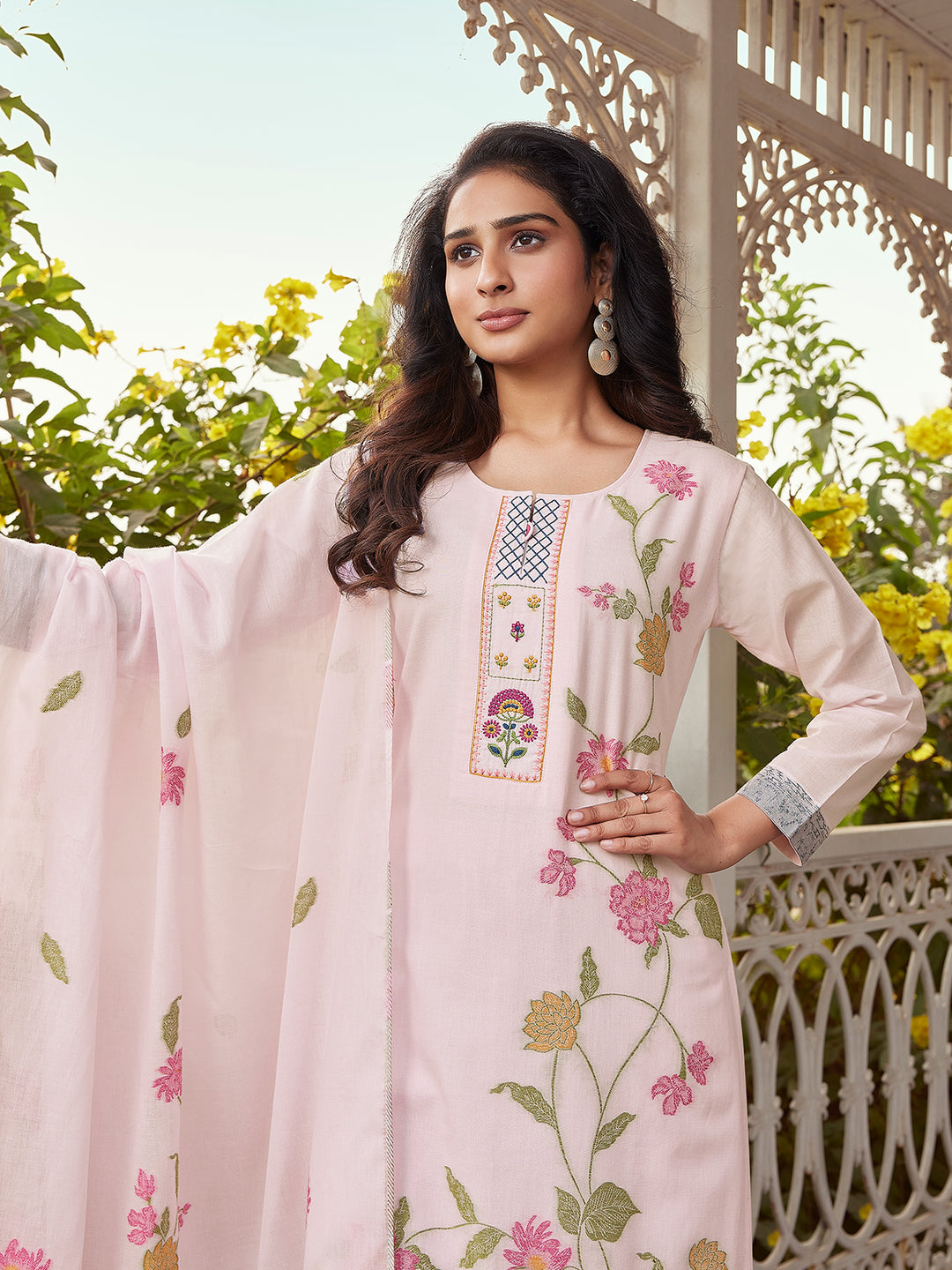 Petal Pink Woven Cotton Suit Set