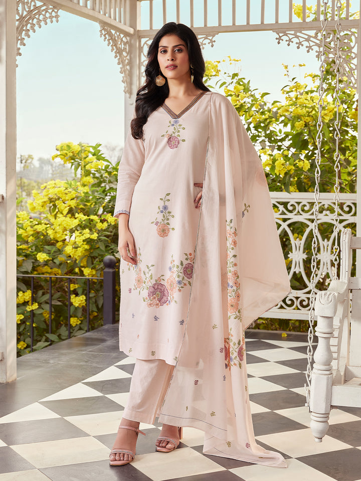 Soft Blush Woven Cotton Suit Set