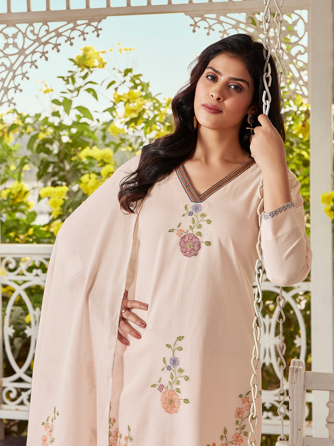 Soft Blush Woven Cotton Suit Set
