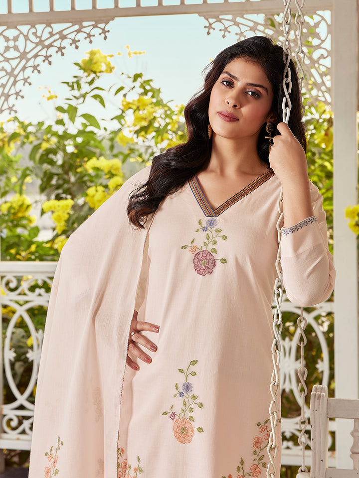 Soft Blush Woven Cotton Suit Set