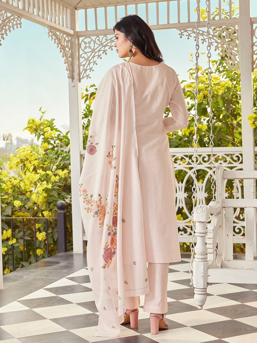 Soft Blush Woven Cotton Suit Set