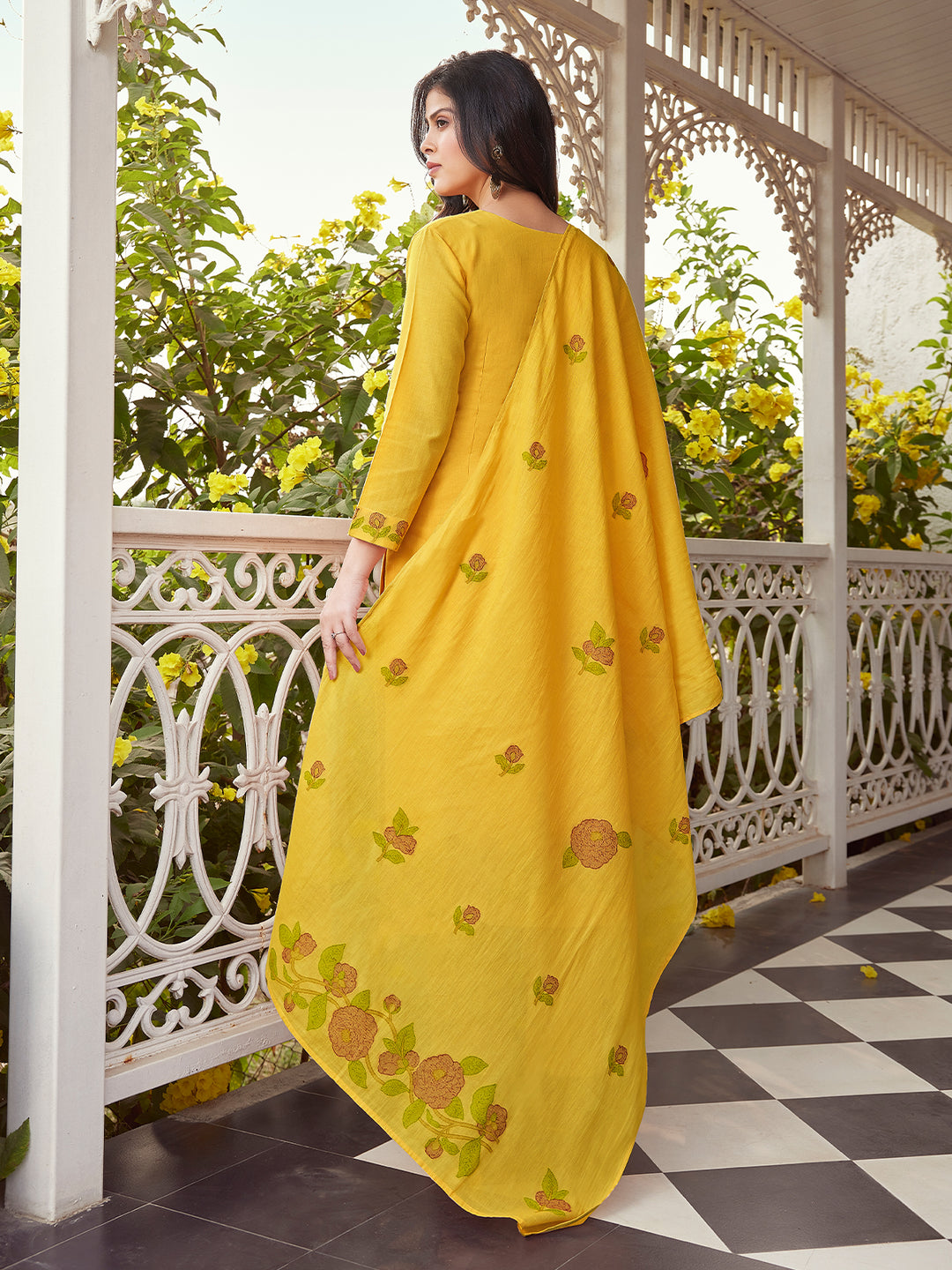 Vibrant Yellow Woven Cotton Suit Set