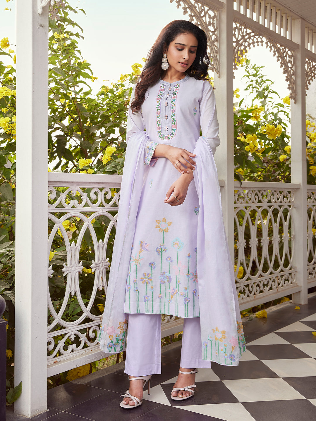 Lavender Woven Cotton Suit Set