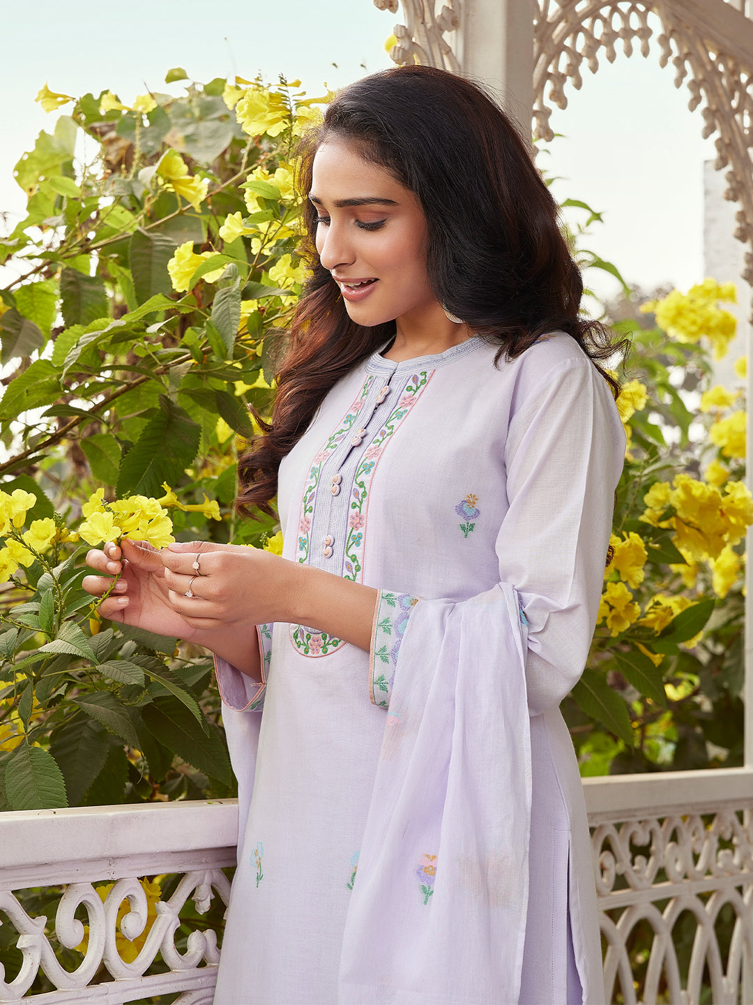 Lavender Woven Cotton Suit Set