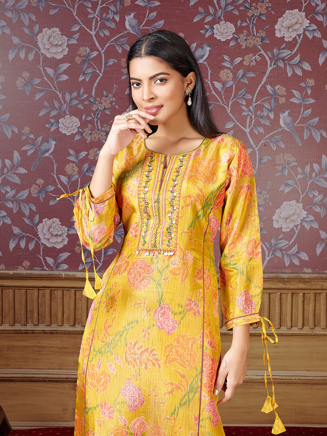 Yellow Floral Print Kurti