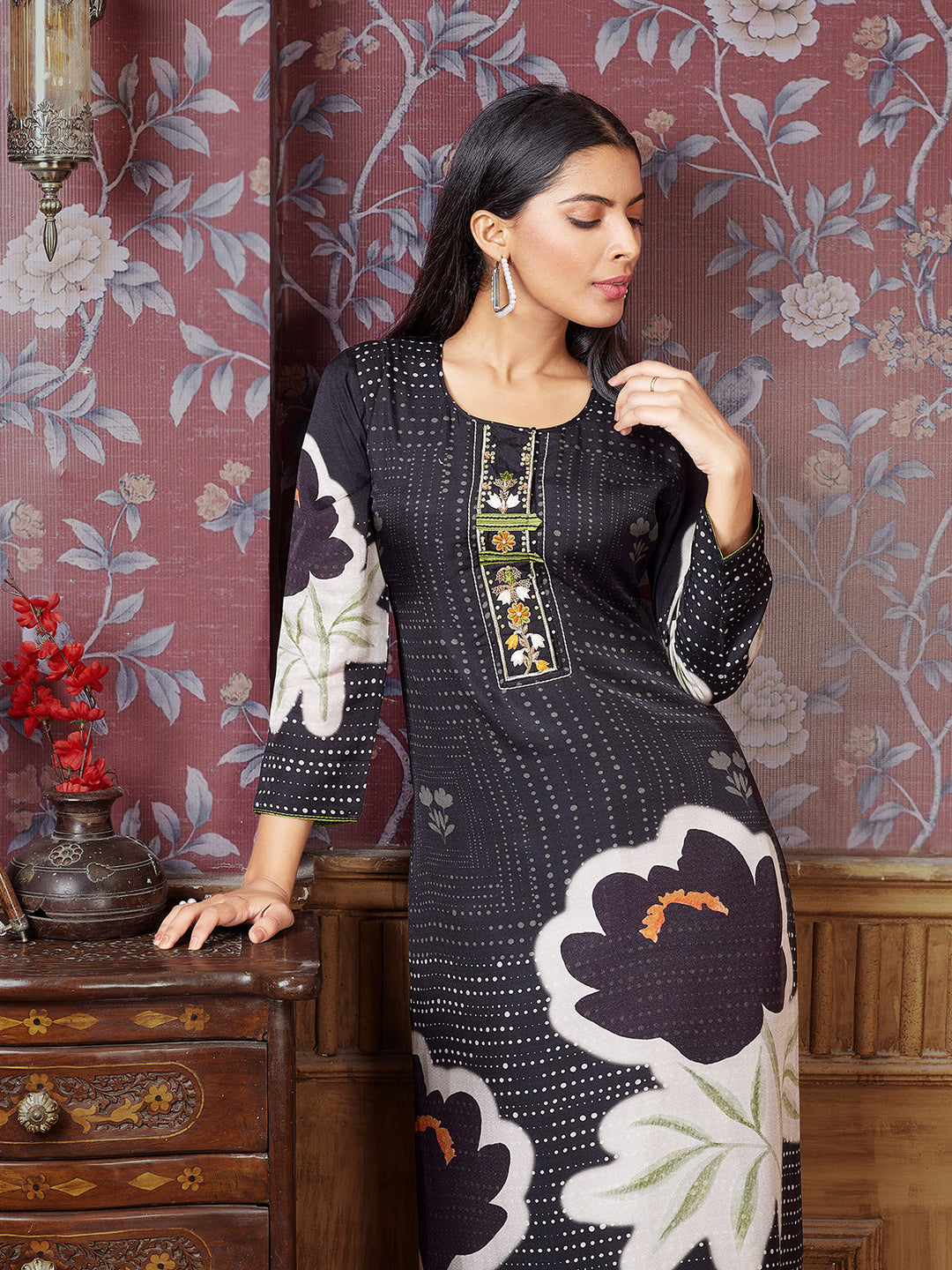 Black & White Silk Kurti