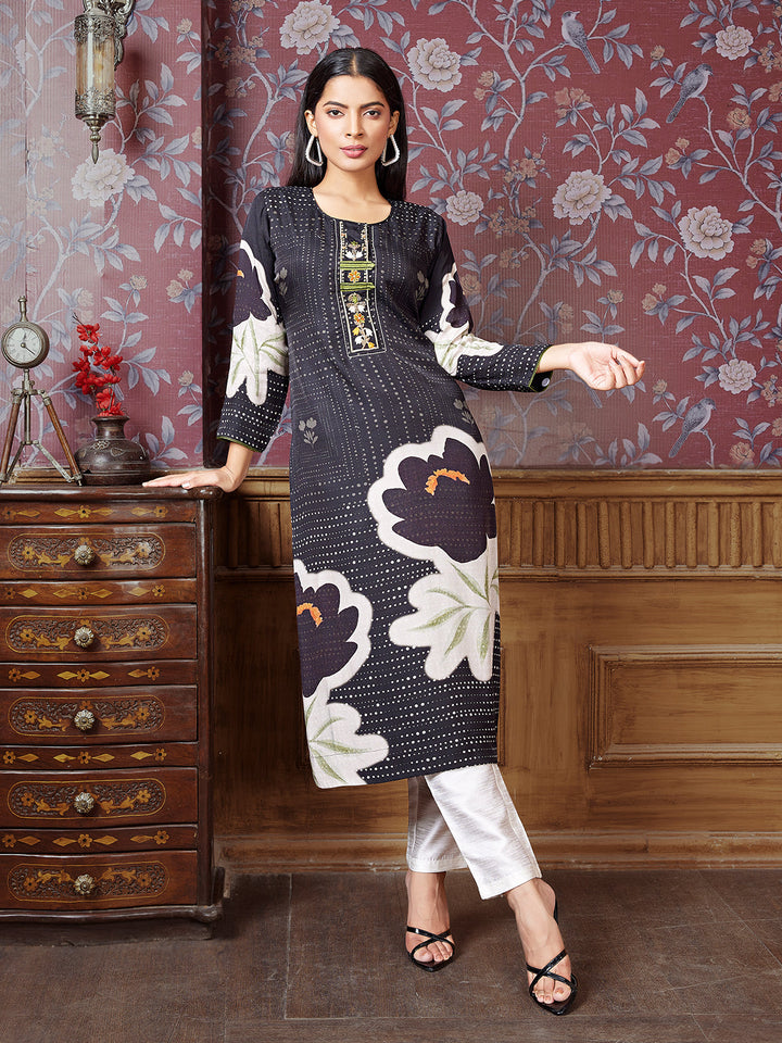 Black & White Silk Kurti