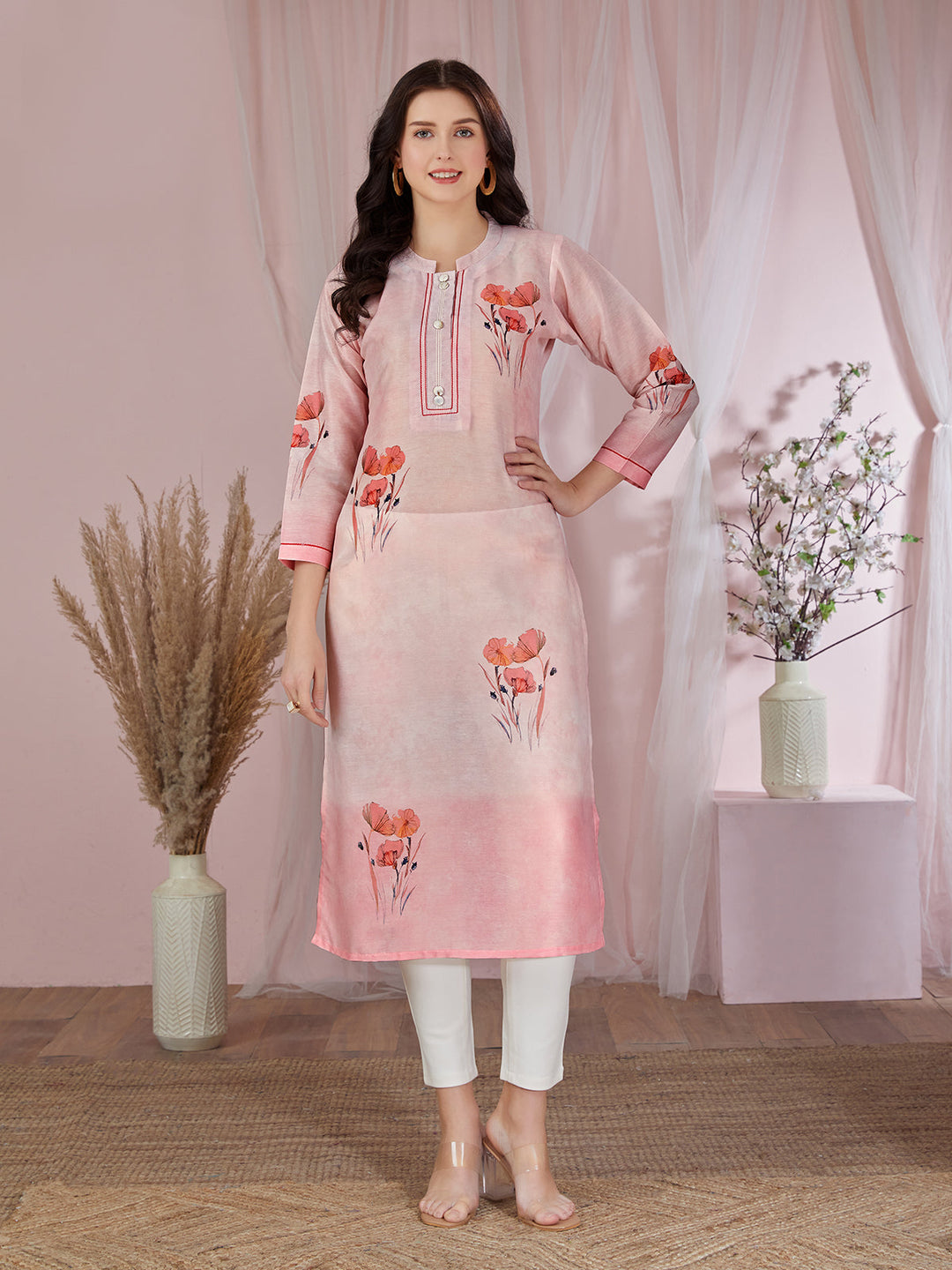 Pink Floral Kurti