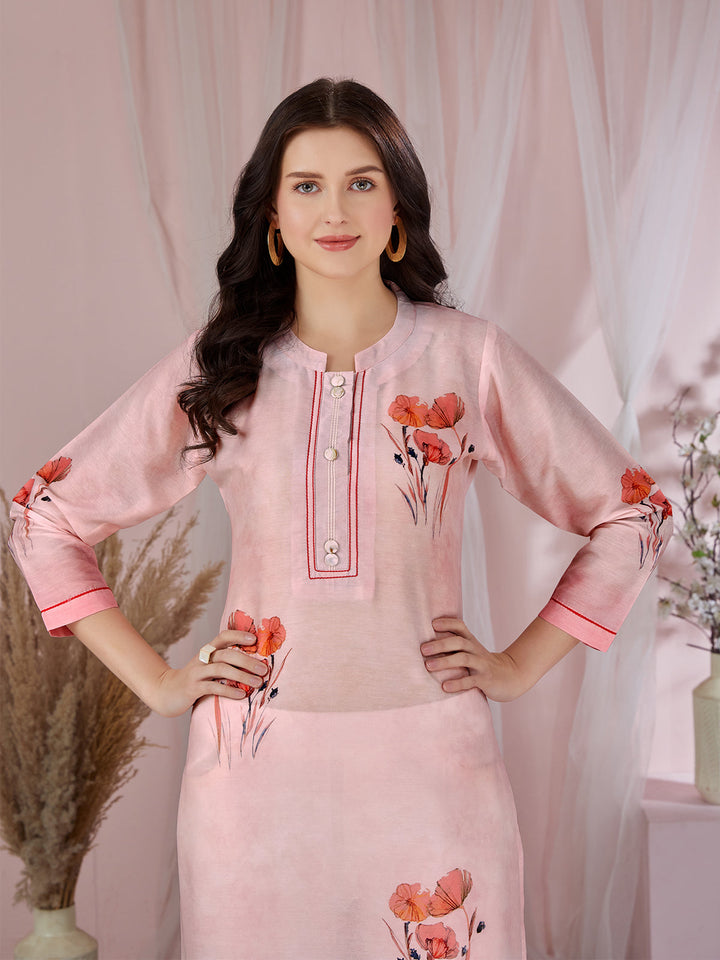 Pink Floral Kurti