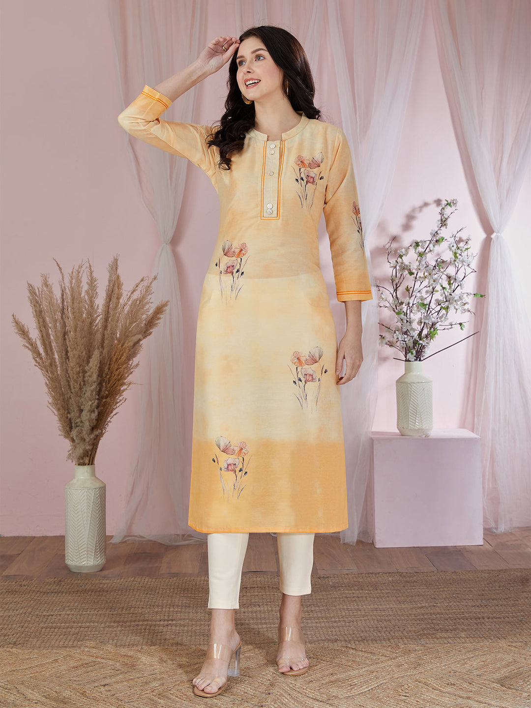 Yellow Floral Kurti