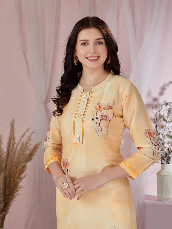 Yellow Floral Kurti