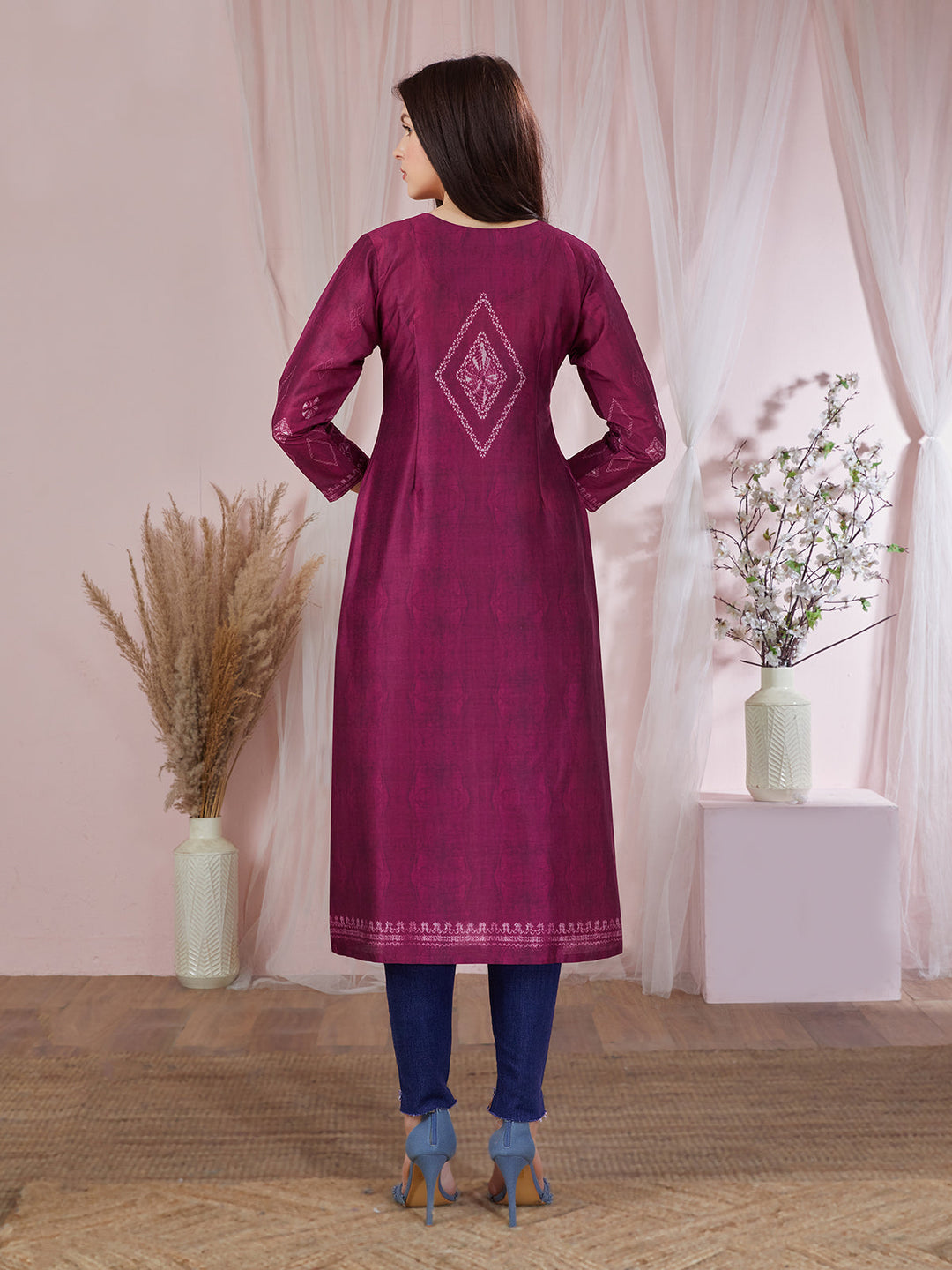 Magenta Pink Shibori Kurti