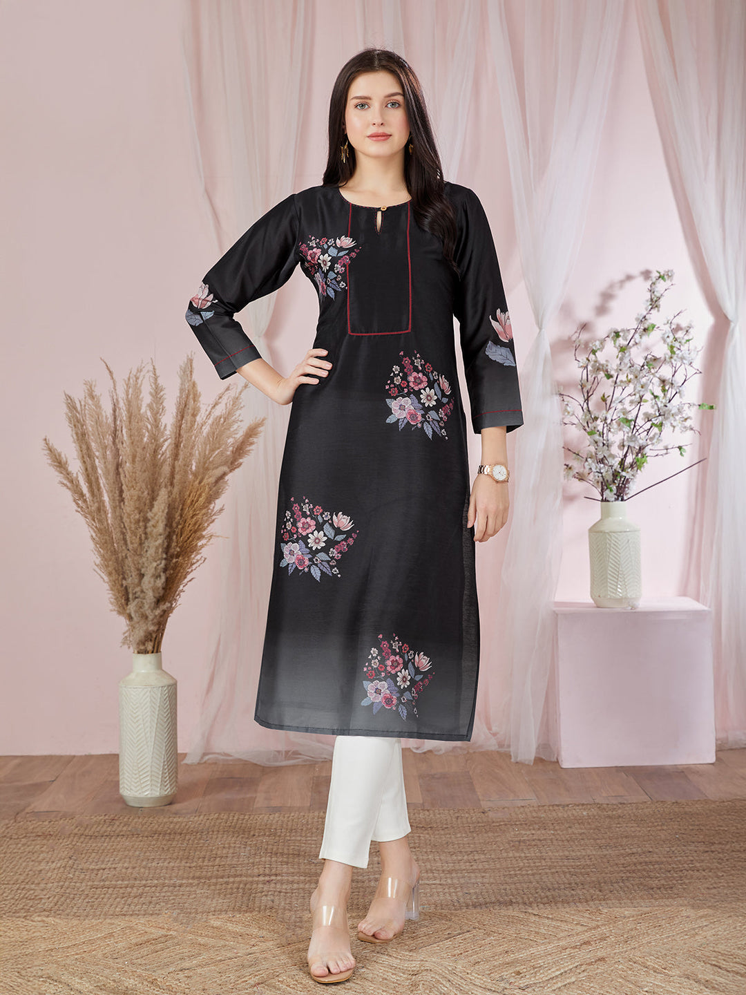 Black Floral Kurti