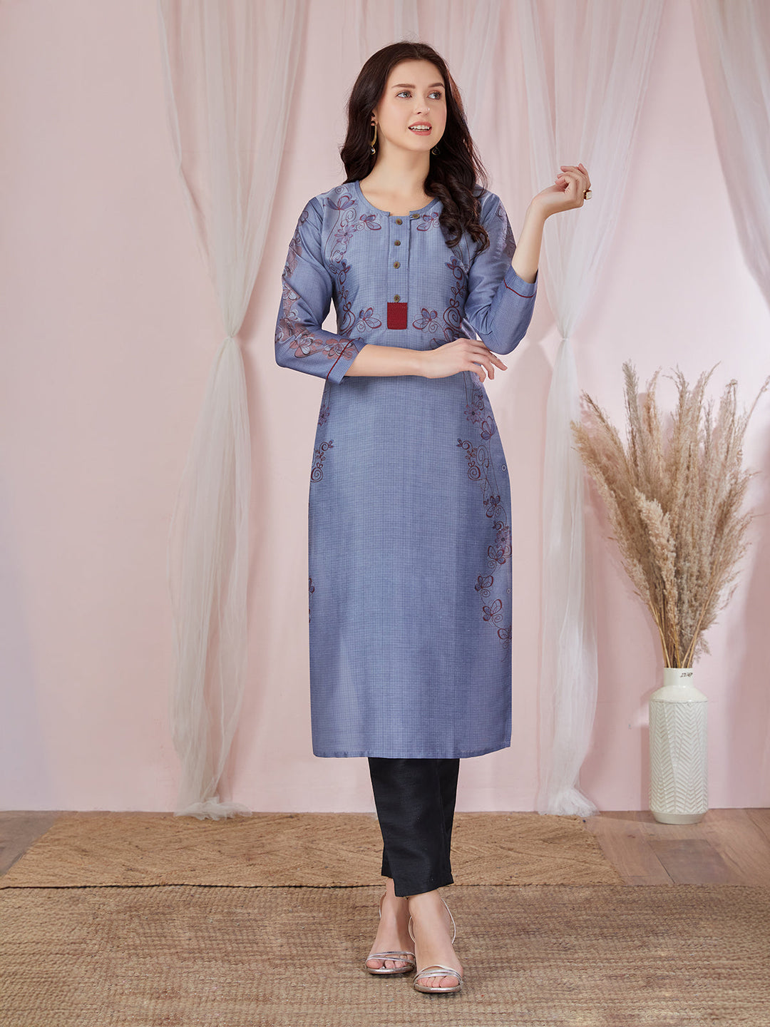 Blue Floral Kurti