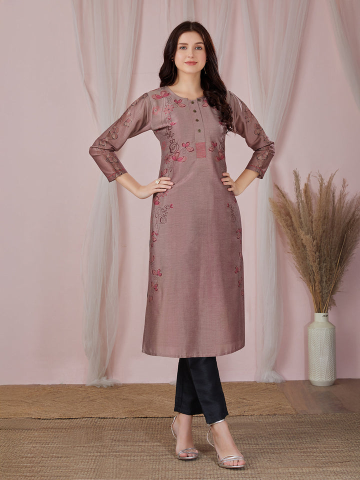 Brick Red Floral Kurti