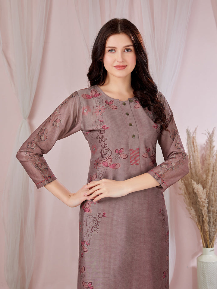 Brick Red Floral Kurti