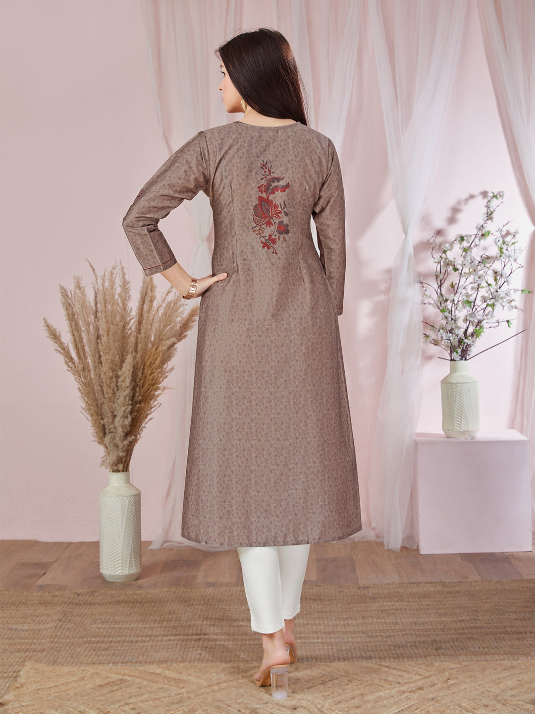 Brown Floral Kurti