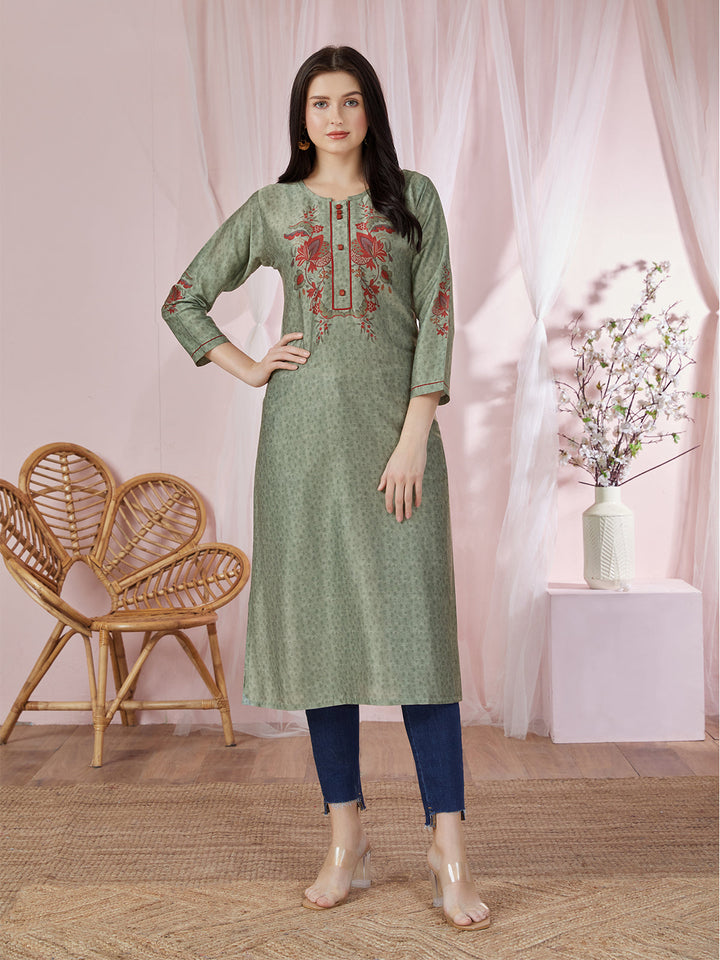 Green Floral Kurti