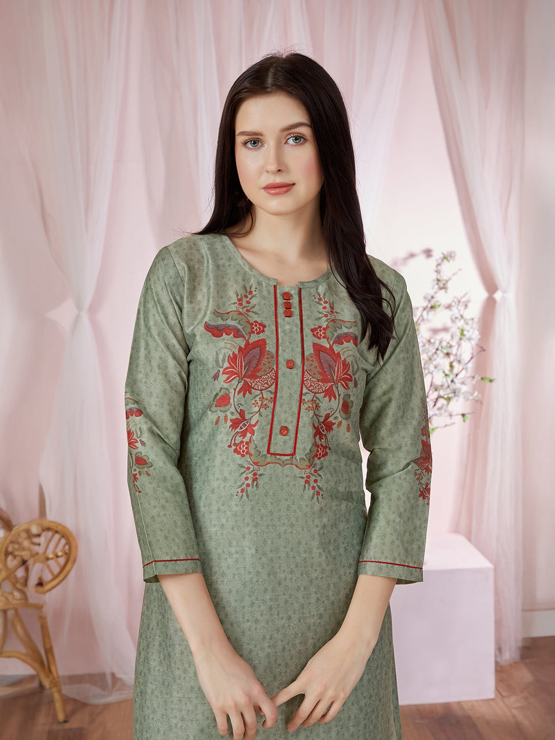 Green Floral Kurti