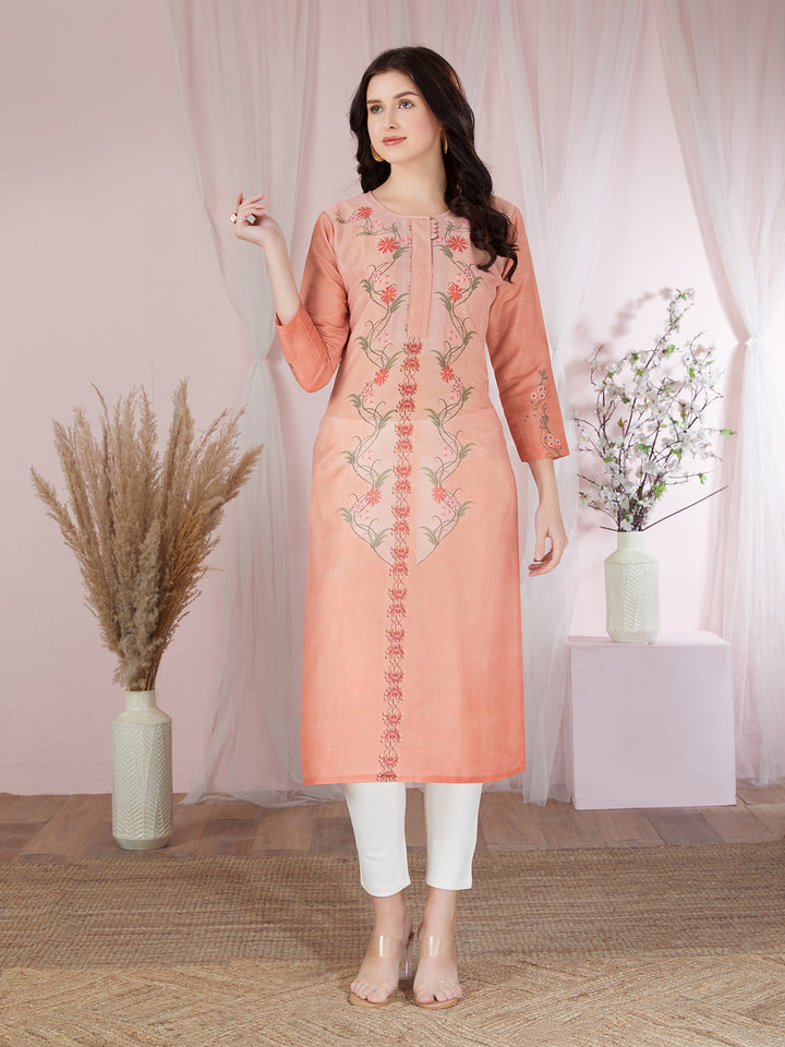 Peach Floral Kurti