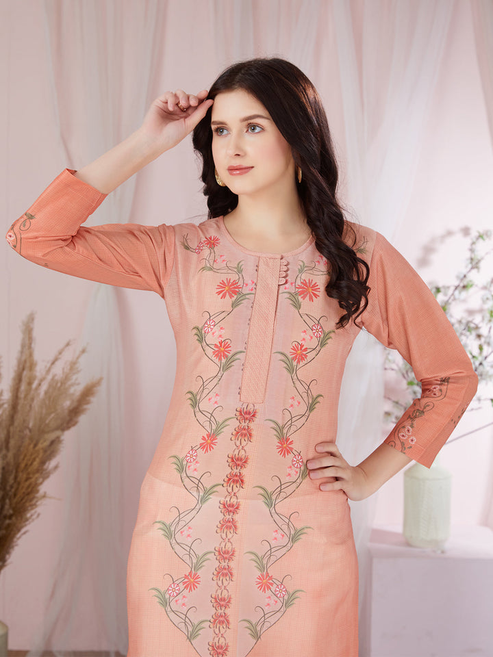 Peach Floral Kurti