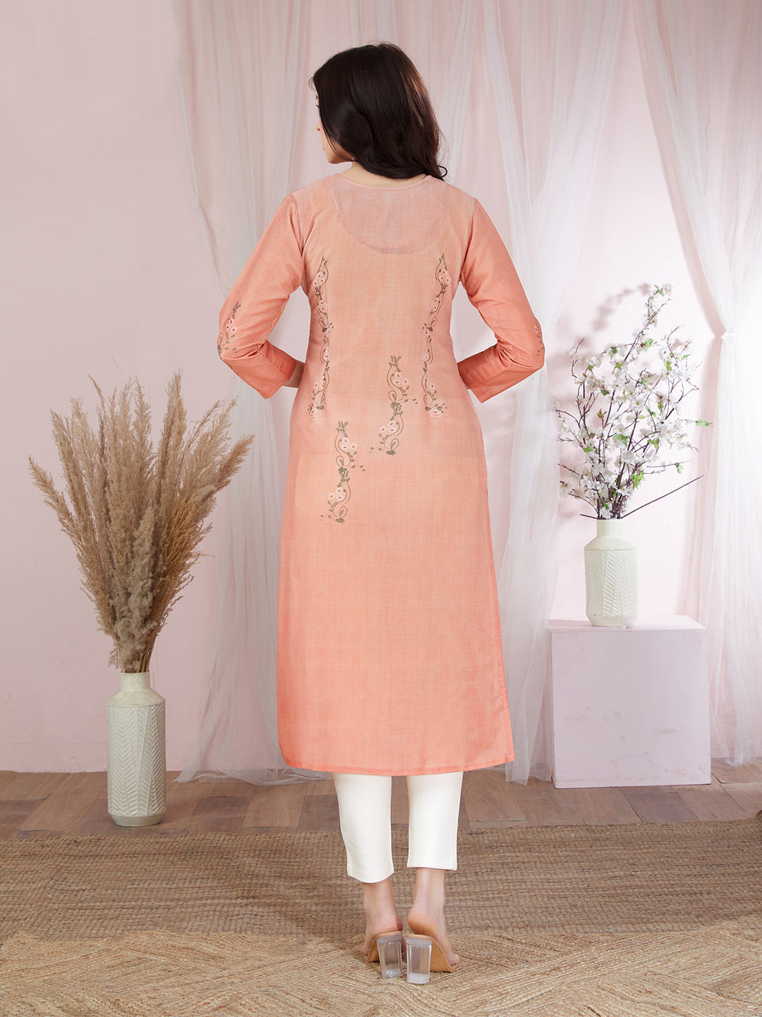 Peach Floral Kurti