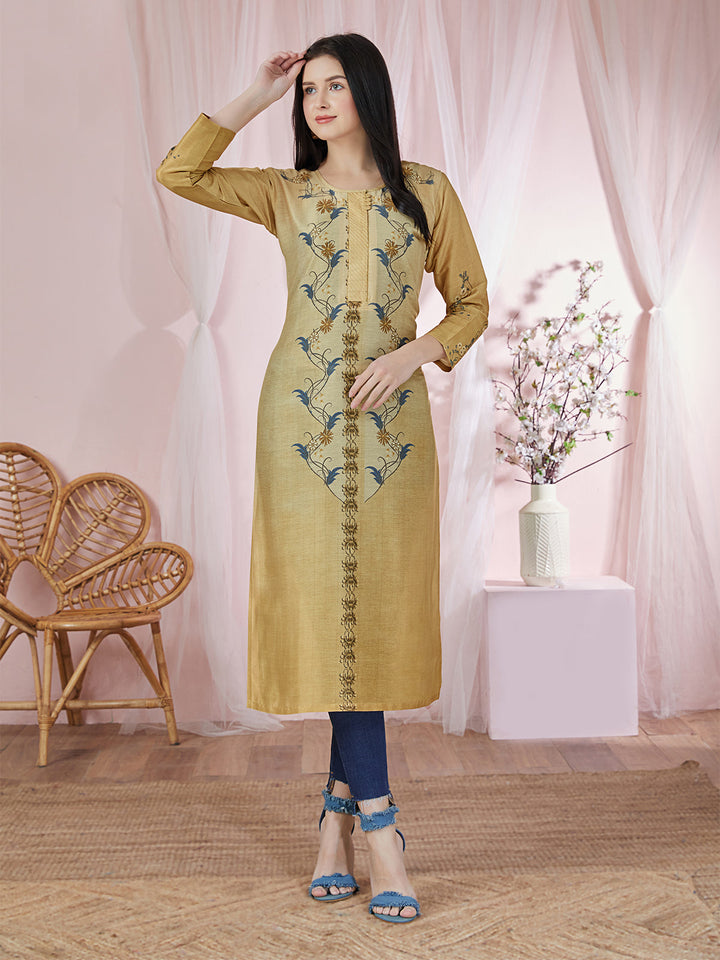 Beige Floral Kurti