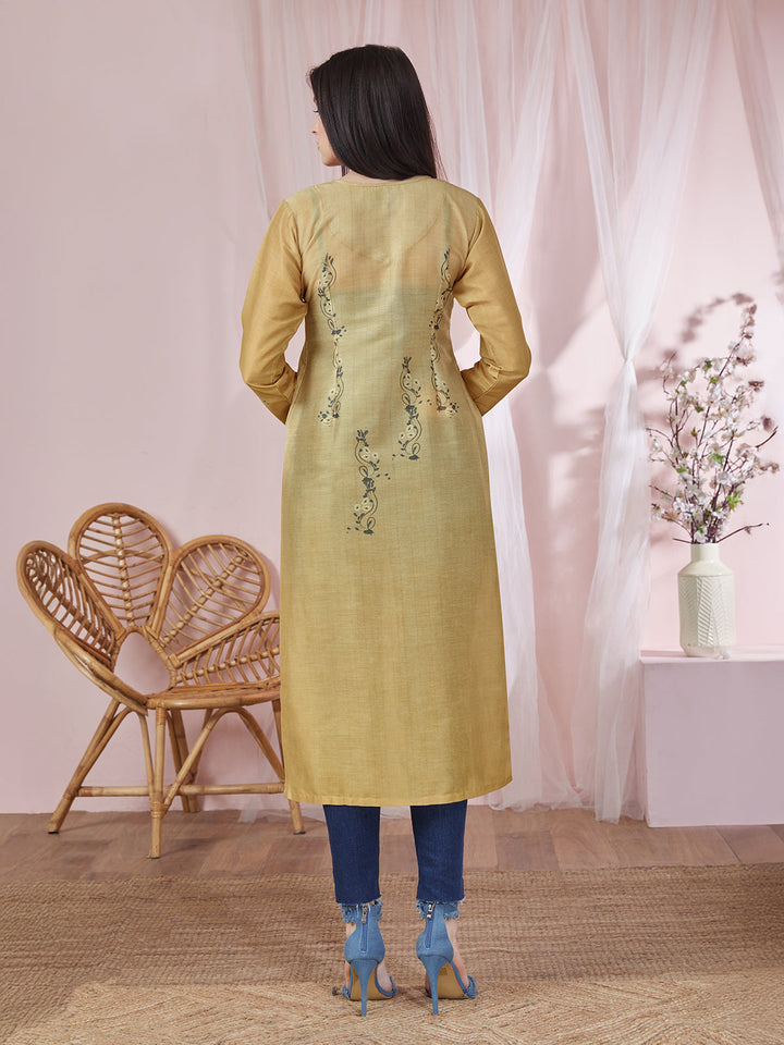 Beige Floral Kurti