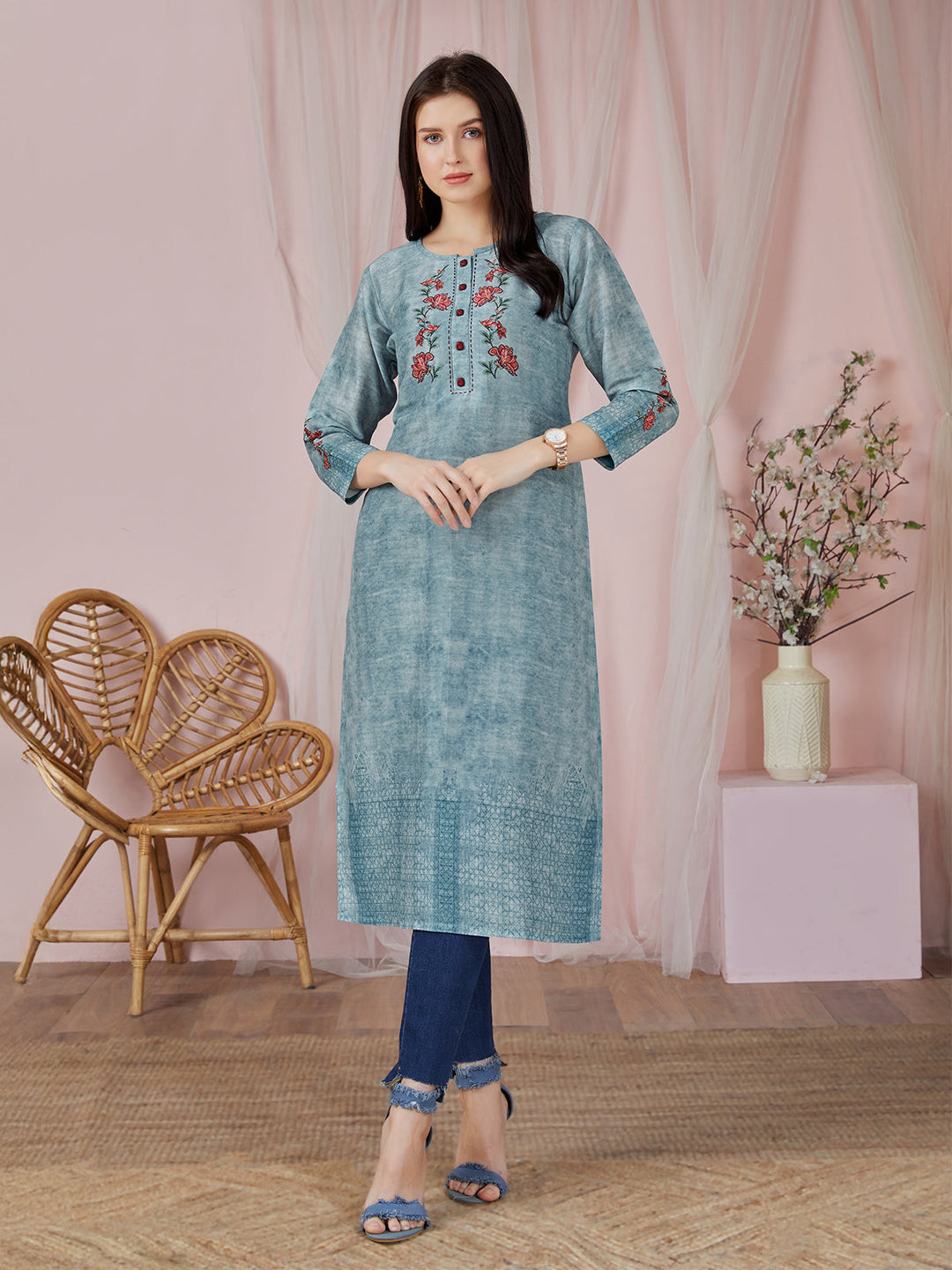 Blue Floral Kurti