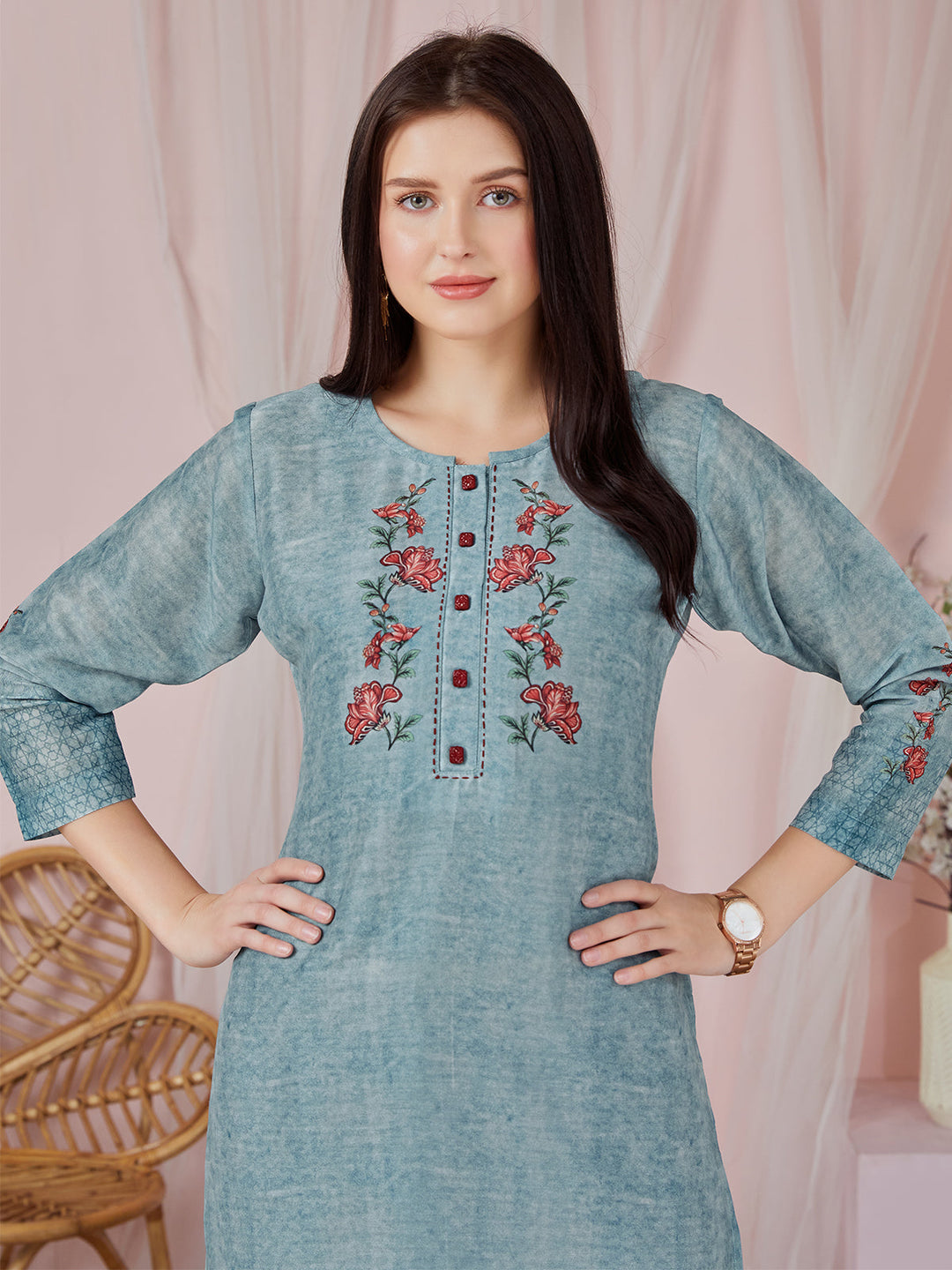 Blue Floral Kurti