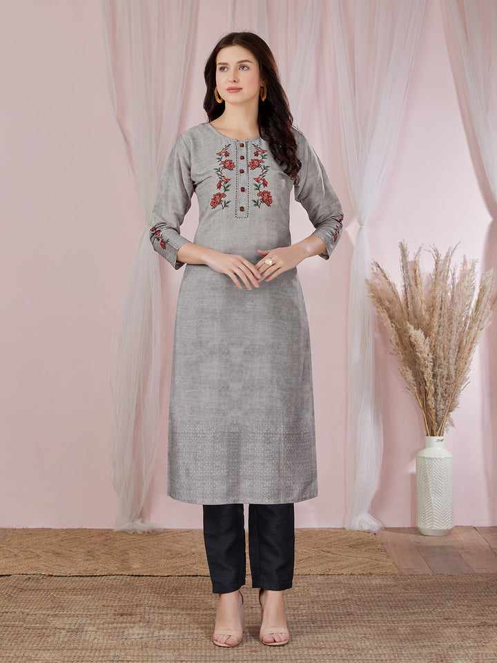 Grey Floral Kurti