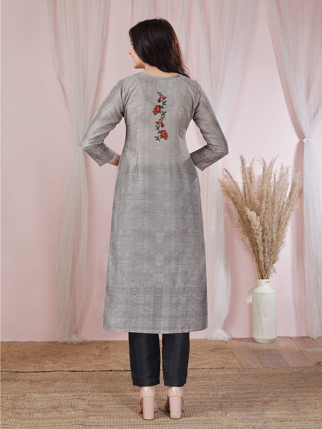 Grey Floral Kurti