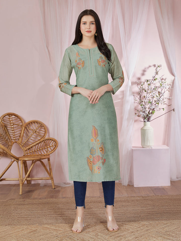 Green Floral Kurti