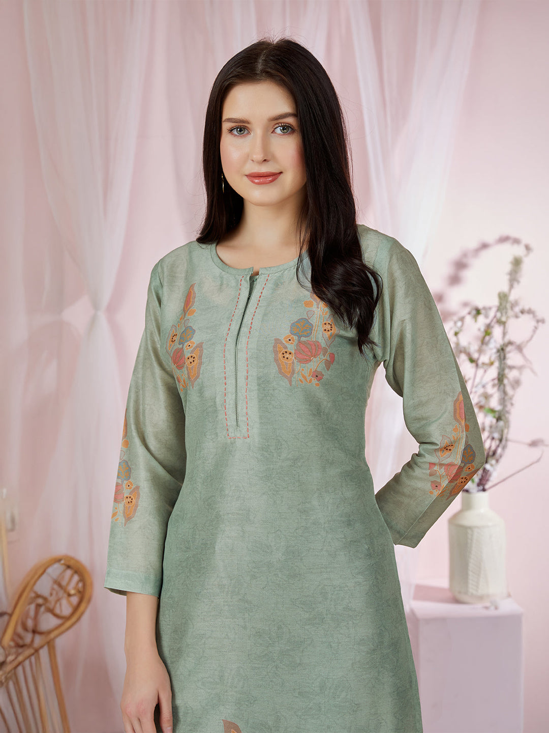 Green Floral Kurti