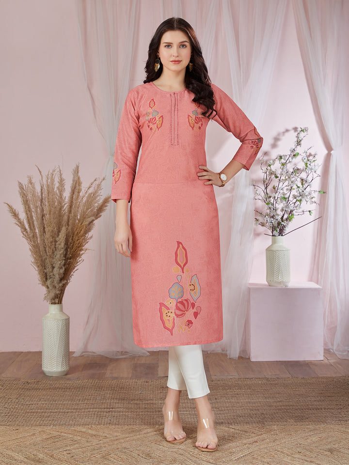 Peach Floral Kurti