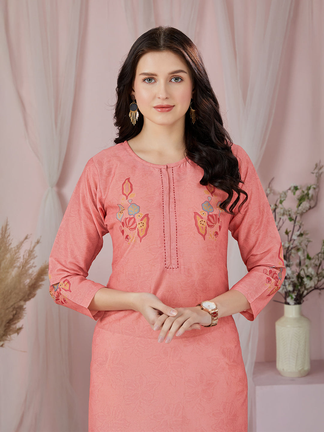 Peach Floral Kurti