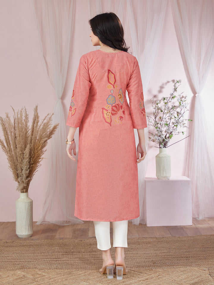 Peach Floral Kurti