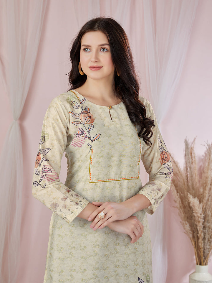 Light Lemon Floral Kurti